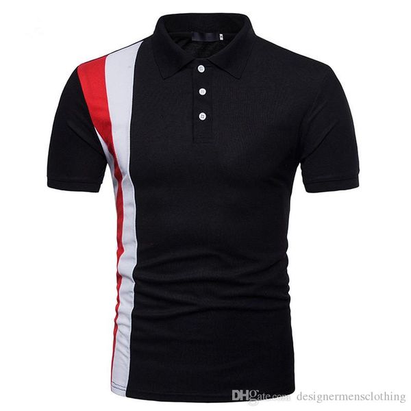 mens лета конструктора printed поло хлопка с коротким рукавом спортивные tees мода high street быстро сохнут одежда, White;black