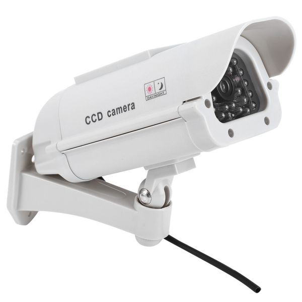 

solar energy realistic dummy surveillance security cctv sticker camera blinking red led light with fake video cable