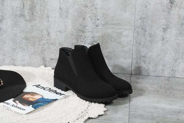 big size 9 10 11-15 boots women shoes ankle boots for women ladies shoes woman winter round head metal trim, Black