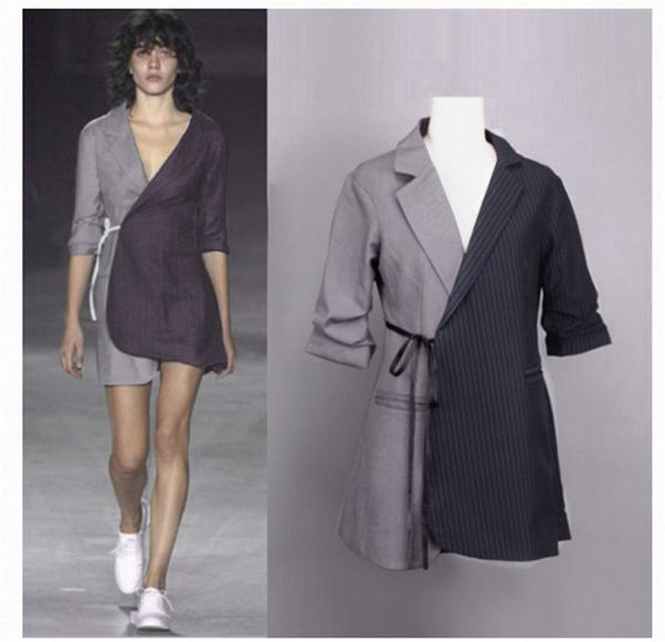 women elegant irregular chic blazer fashion striped patchwork blazers retro slim jackets vintage office lady workwear cardigan, White;black
women elegant irregular chic blazer fashion striped patchwork blazers retro slim jackets vintage office lady workwear cardigan, White;black