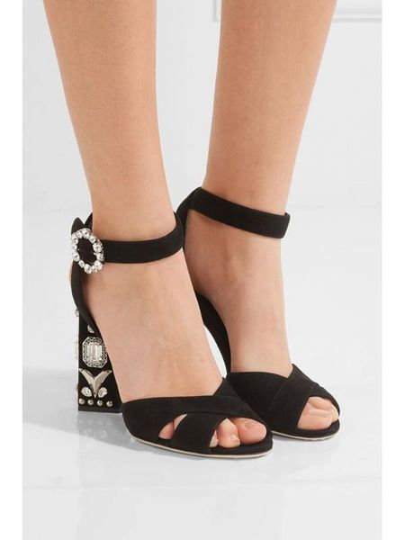 ollymurs 2020 new fashion women's shoes sandals black high heel rhinestones