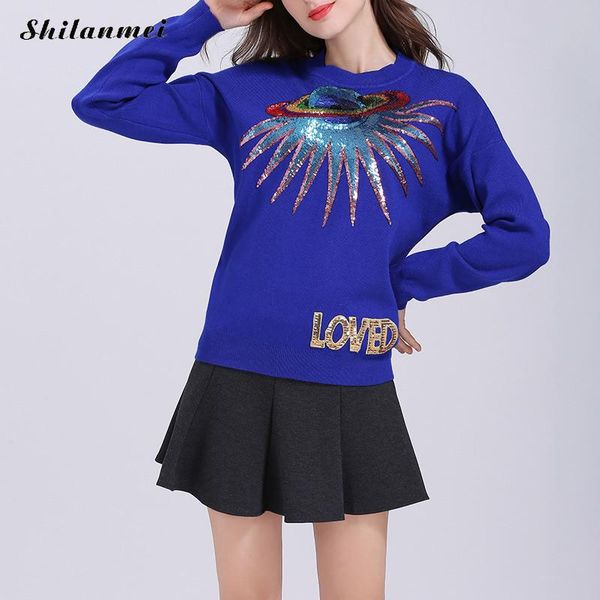 2019 sequin sweater pullover women long sleeve planet knitted pullovers women england style loose sweater streetwear jumper pull, White;black
2019 sequin sweater pullover women long sleeve planet knitted pullovers women england style loose sweater streetwear jumper pull, White;black