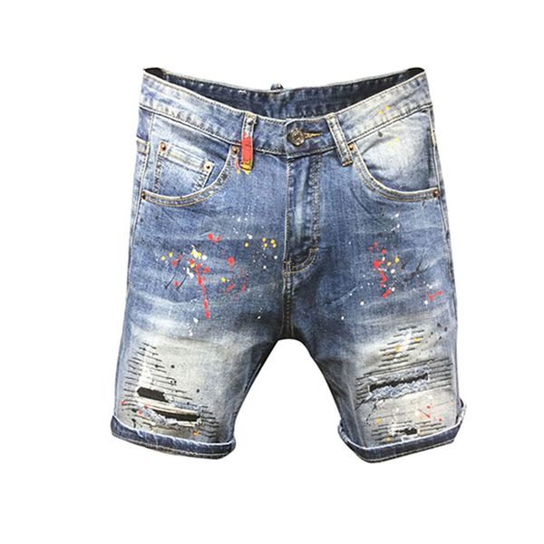 kiovno summer men splash painted short jeans fashion high street ripped denim shorts for male washed size 28-38, Blue
kiovno summer men splash painted short jeans fashion high street ripped denim shorts for male washed size 28-38, Blue