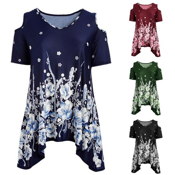 womens cold shoulder blouse floral printed v neck short sleeve casual t shirt, White
womens cold shoulder blouse floral printed v neck short sleeve casual t shirt, White