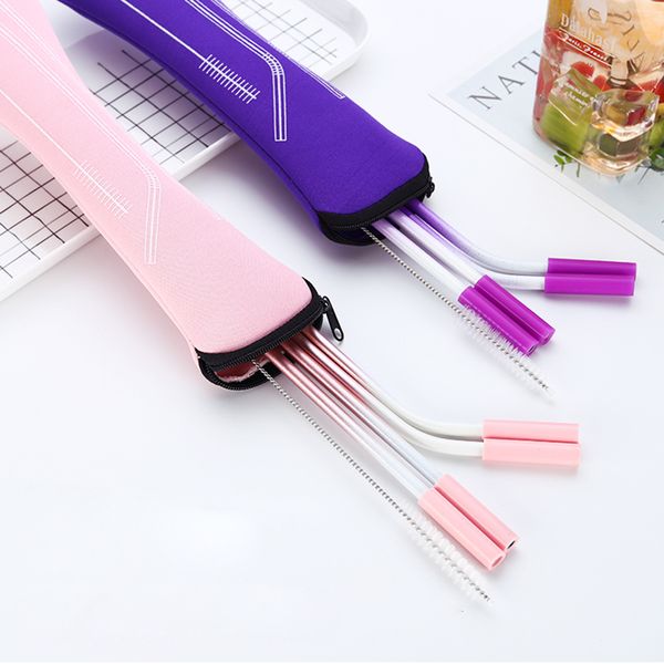 6pcs/set reusable stainless steel gradient straws straight bent drinking straws with silicone tips bar tools with cleaner brush
6pcs/set reusable stainless steel gradient straws straight bent drinking straws with silicone tips bar tools with cleaner brush