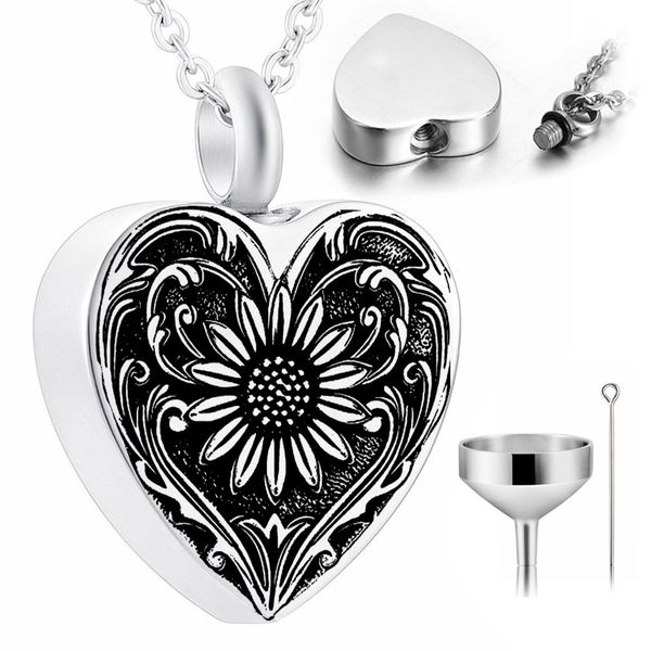 sunflower urn pendant necklace stainless steel cremation jewelry for ashes for women silver with funnel kits
sunflower urn pendant necklace stainless steel cremation jewelry for ashes for women silver with funnel kits