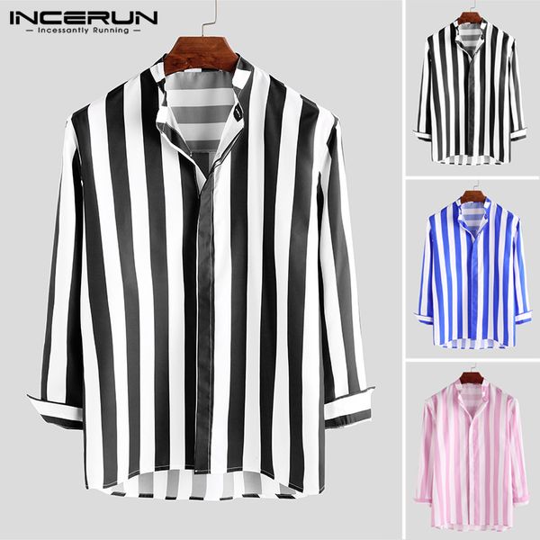 incerun fashion striped shirt men casual brand stand collar button camisa masculina high street chic long sleeve men dress shirt, White;black
incerun fashion striped shirt men casual brand stand collar button camisa masculina high street chic long sleeve men dress shirt, White;black