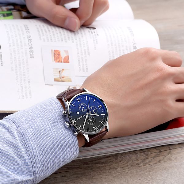 relojes hombre 2019 men's leather alloy analog date quartz wrist watch business watches gift for a man saat kol erkek, Slivery;brown 
relojes hombre 2019 men's leather alloy analog date quartz wrist watch business watches gift for a man saat kol erkek, Slivery;brown