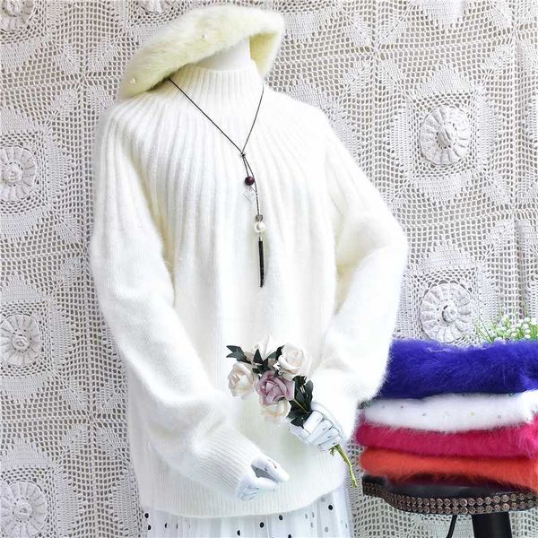korean loose women's sweater causal sleeve knitted angora hair highneck warm autumn winter pullover mink cashmere clothes, White;black
korean loose women's sweater causal sleeve knitted angora hair highneck warm autumn winter pullover mink cashmere clothes, White;black