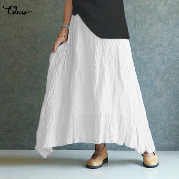 2019 summer celmia women vintage linen skirts casual loose solid long skirt elastic waist beach pleated maxi skirts plus size, Black;gray
2019 summer celmia women vintage linen skirts casual loose solid long skirt elastic waist beach pleated maxi skirts plus size, Black;gray
