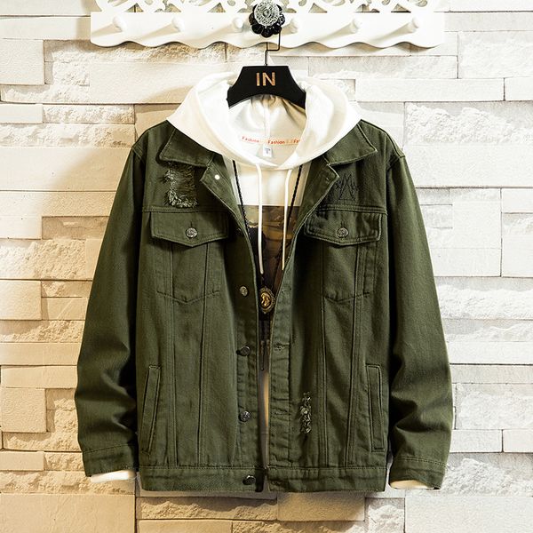 2019 spring and autumn men's denim jacket korean-style with holes embroidered slim fit fashion casual jeans coat, Black;brown
2019 spring and autumn men's denim jacket korean-style with holes embroidered slim fit fashion casual jeans coat, Black;brown
