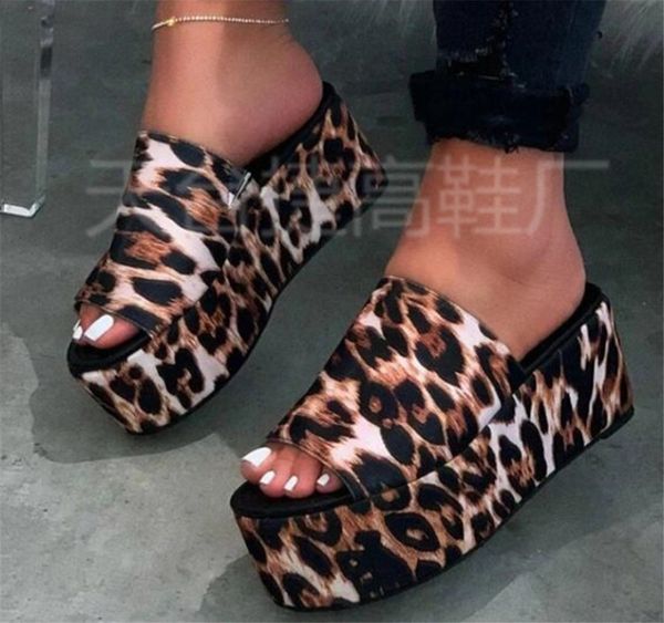 ladies slippers new leopard print thick bottom flip flop ph-cfy20061838, Black