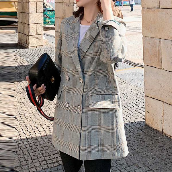 women's suits & blazers spring coat long sleeve cotton jacket causual vintage plaid causal blazer, White;black
women's suits & blazers spring coat long sleeve cotton jacket causual vintage plaid causal blazer, White;black