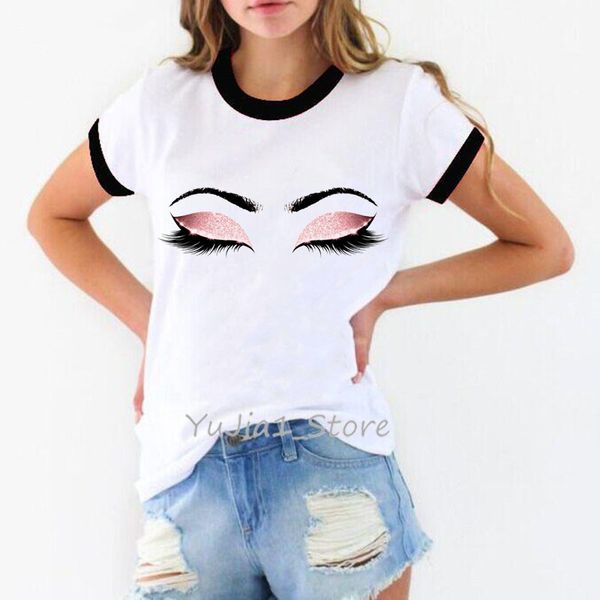 princess makeup art pink eyelashes print vogue t shirt women kawaii tumblr tshirt streetwear women hipster summer woman clothes, White
princess makeup art pink eyelashes print vogue t shirt women kawaii tumblr tshirt streetwear women hipster summer woman clothes, White