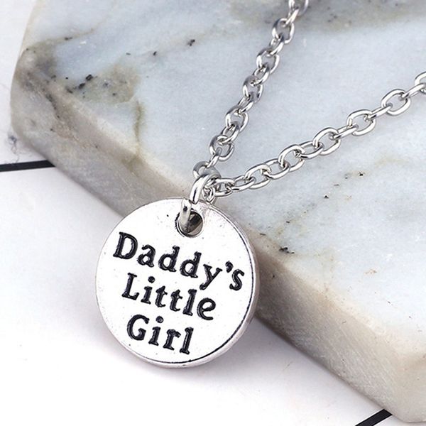 wholesale-dady's little girl english letter necklace geometric circular hanging necklace, Silver
wholesale-dady's little girl english letter necklace geometric circular hanging necklace, Silver