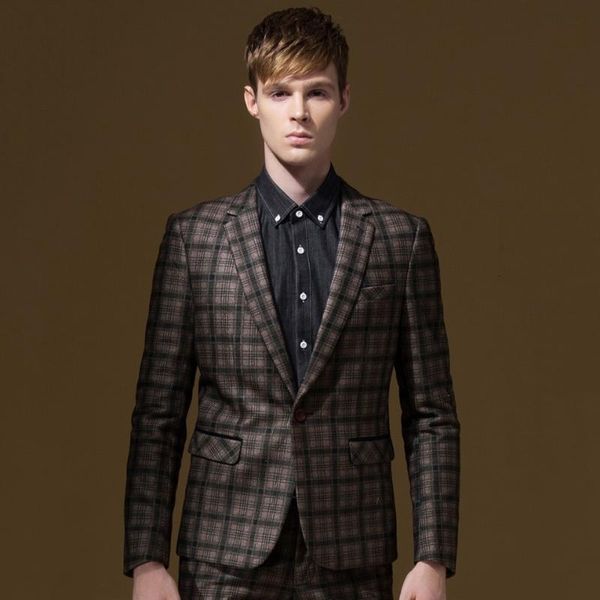 men formal suits blazers autumn retro brown plaid christmas gifts super slim thicken business man wedding groom blazer jackets, White;black
men formal suits blazers autumn retro brown plaid christmas gifts super slim thicken business man wedding groom blazer jackets, White;black
