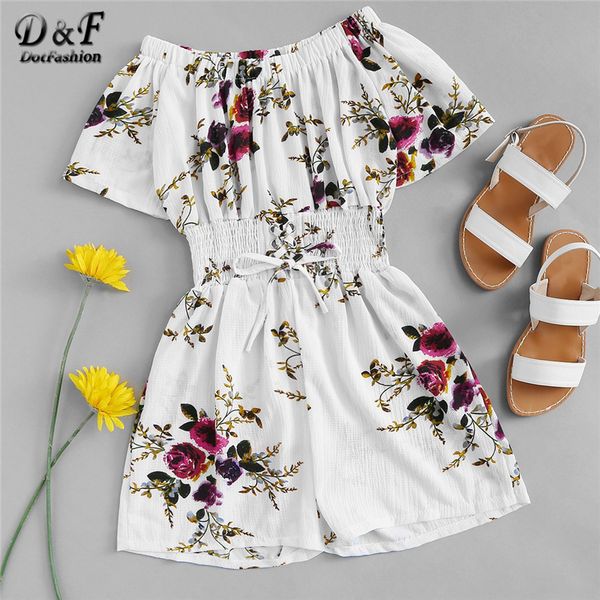 dotfashion white off shoulder lace up front floral romper women 2019 boho summer vacation short sleeve straight leg playsuit, Black;white
dotfashion white off shoulder lace up front floral romper women 2019 boho summer vacation short sleeve straight leg playsuit, Black;white
