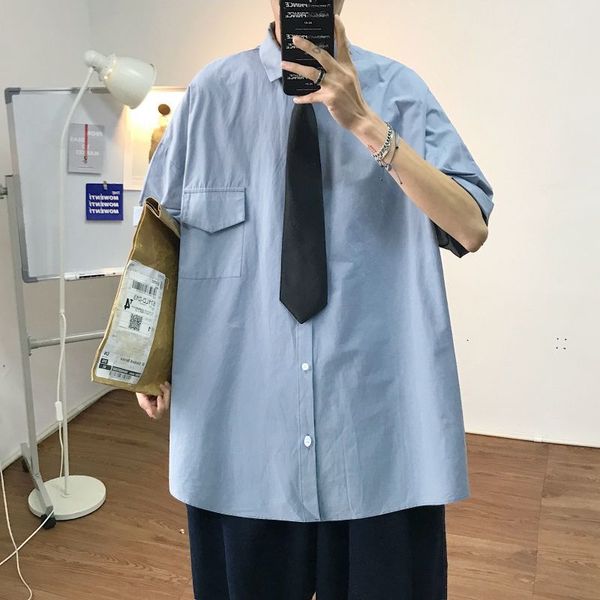 2020 summer new youth popular men's solid color five-point sleeve loose shirt fashion casual single-breasted shirt -2xl, White;black
2020 summer new youth popular men's solid color five-point sleeve loose shirt fashion casual single-breasted shirt -2xl, White;black