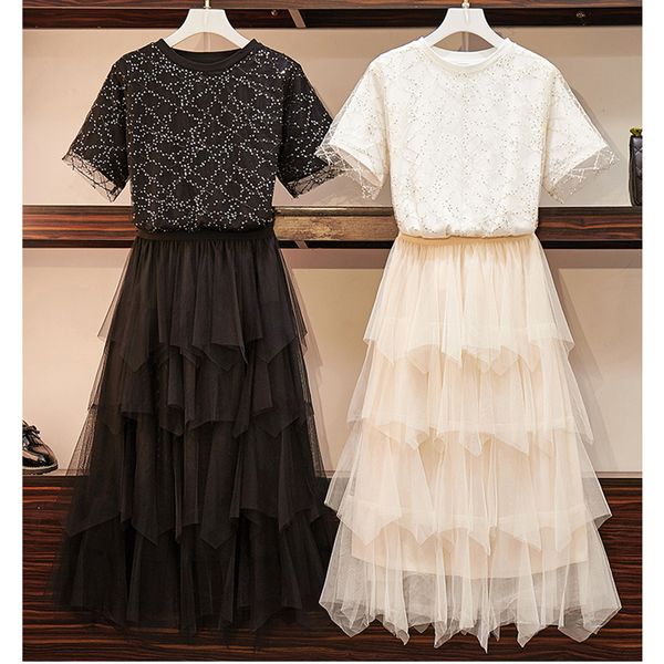 women outfit two-piece summer dress stripe perspective tee shirt suspender dress net yarn new korean fashion women set, White
women outfit two-piece summer dress stripe perspective tee shirt suspender dress net yarn new korean fashion women set, White