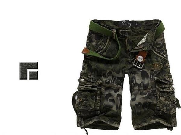 camouflage leopard mens shorts pants with pockets fashion designer summer male clothing, Blue