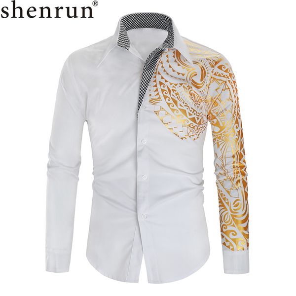 men's casual shirts shenrun men fashion long sleeve slim fit gold stamp pattern formal shirt stage costume singer host dancer ball, White;black
men's casual shirts shenrun men fashion long sleeve slim fit gold stamp pattern formal shirt stage costume singer host dancer ball, White;black
