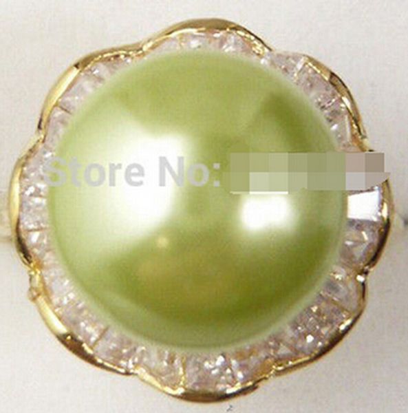 903 wonderful 12mm apple green shell pearl ring 6-9, Slivery;golden 
903 wonderful 12mm apple green shell pearl ring 6-9, Slivery;golden