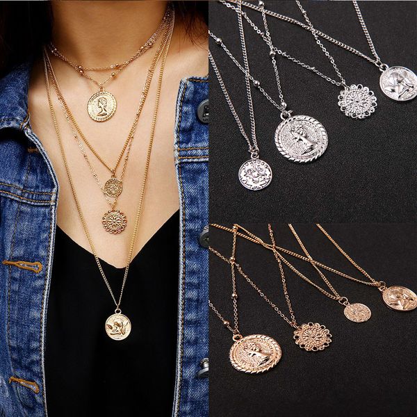 vintage multi layer long necklace fashion metal chain coin rune queen adjustable chain pendant necklace women boho jewelry, Silver
vintage multi layer long necklace fashion metal chain coin rune queen adjustable chain pendant necklace women boho jewelry, Silver