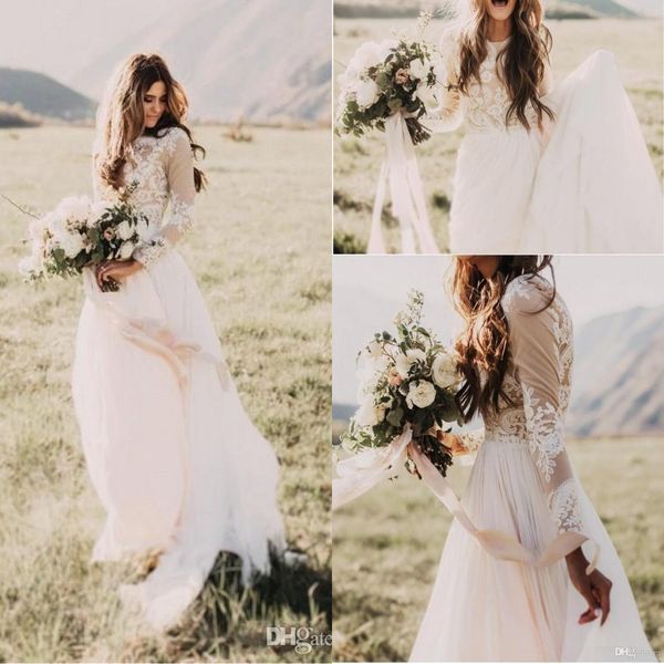 2019 new beach wedding dresses country style plus size lace applique long sleeves illusion wedding dress bridal gowns, White
2019 new beach wedding dresses country style plus size lace applique long sleeves illusion wedding dress bridal gowns, White