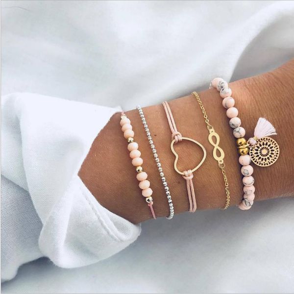 bracelets set 5pcs/set pink bead strands heart 8 accessory tassel charm string gold color plated bead chain hollow-out disc, Black
bracelets set 5pcs/set pink bead strands heart 8 accessory tassel charm string gold color plated bead chain hollow-out disc, Black