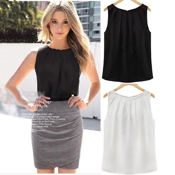 2019 fashion elegant women lady summer vest sleeveless women blouses casual tank shirt chiffon high quality, White
2019 fashion elegant women lady summer vest sleeveless women blouses casual tank shirt chiffon high quality, White