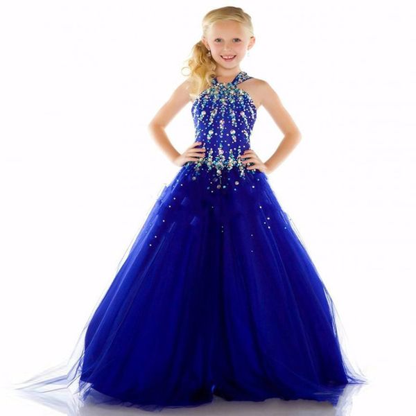 new girls pageant dresses 2017 ball gown halter royal blue crystals rhinestones cute little flower girl dresses for wedding, Red;yellow
new girls pageant dresses 2017 ball gown halter royal blue crystals rhinestones cute little flower girl dresses for wedding, Red;yellow