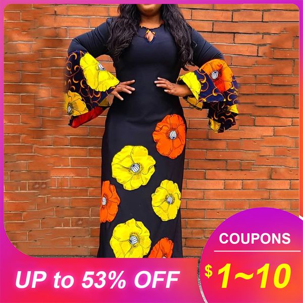 casual loose women plus size flare sleeve floral print a-line dress long maxi female dresses robe vestiods elegant 2019, Black;gray
casual loose women plus size flare sleeve floral print a-line dress long maxi female dresses robe vestiods elegant 2019, Black;gray