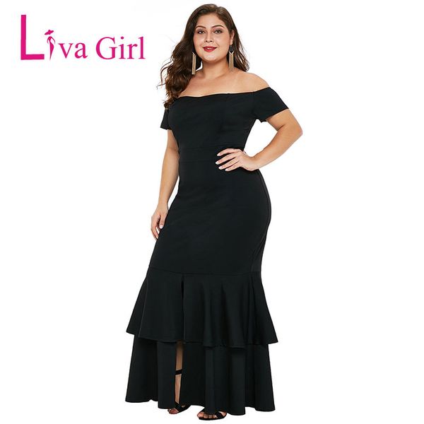 liva girl elegant plus size maxi dress women new off shoulder ruched large party mermaid dresses female robe vestidos largo, Black;pink
liva girl elegant plus size maxi dress women new off shoulder ruched large party mermaid dresses female robe vestidos largo, Black;pink