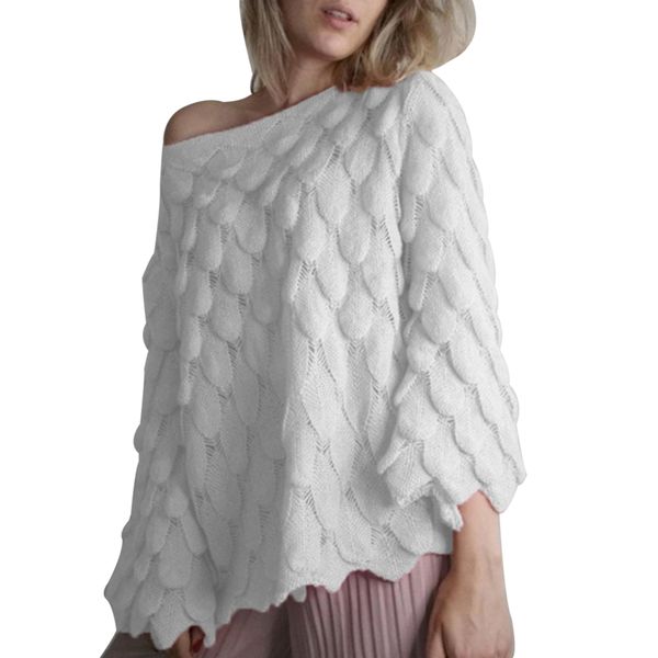 women's casual off one-handed shoulder sweater loose batwing sleeve pullover feather sweaters knit jumper 2019 new fashion, White;black
women's casual off one-handed shoulder sweater loose batwing sleeve pullover feather sweaters knit jumper 2019 new fashion, White;black