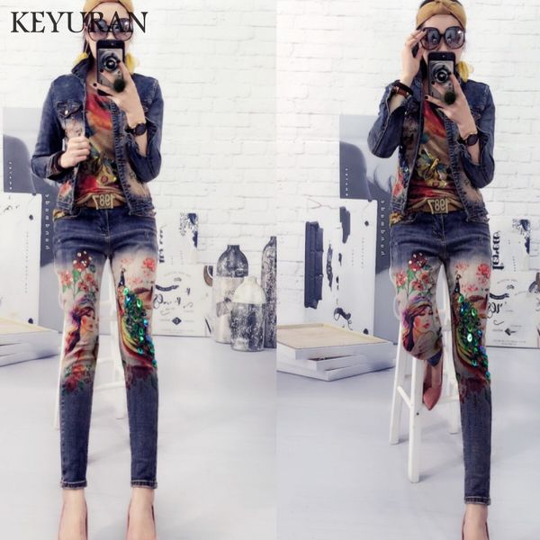 new sequin flowers print jeans jacket pants suit lady elastic material painting trends women denim coat + jeans 2 piece set, Gray
new sequin flowers print jeans jacket pants suit lady elastic material painting trends women denim coat + jeans 2 piece set, Gray