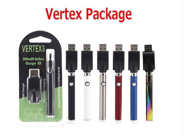 

Vertex Battery Charger Kit 350mAh PreHeat Pen Bud Touch Функция Переменного напряжения Vape Предварительный нагрев батареи VV для картриджа CE3