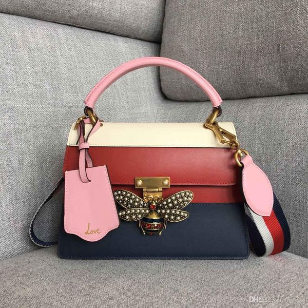 high-end customized quality handbag designer handbag color splicing bee metal switch buckle with detachable leather shoulder strap
high-end customized quality handbag designer handbag color splicing bee metal switch buckle with detachable leather shoulder strap