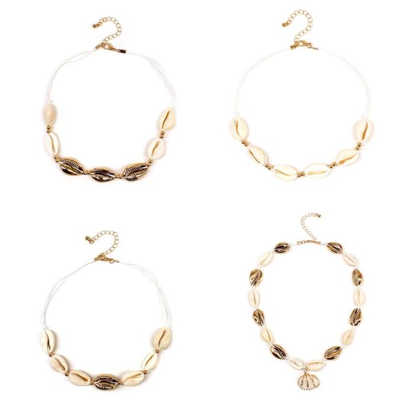 4 pcs/ set summer beach rope string beads shell necklace women bohemian gold metal shell chain necklaces jewelry, Golden;silver
4 pcs/ set summer beach rope string beads shell necklace women bohemian gold metal shell chain necklaces jewelry, Golden;silver