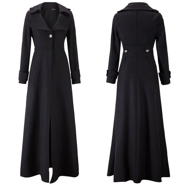 single button winter coat women long wool solid vintage slim cotton female coat outwear elegant clothes office lady windbreaker, Black
single button winter coat women long wool solid vintage slim cotton female coat outwear elegant clothes office lady windbreaker, Black