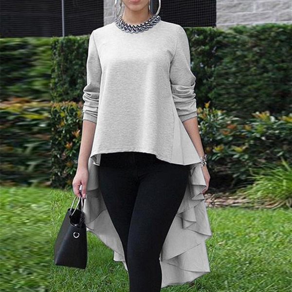 fashion women ladies frill asymmetrical waterfall hem shirt lapel high low loose blouse tunic plus size, White
fashion women ladies frill asymmetrical waterfall hem shirt lapel high low loose blouse tunic plus size, White