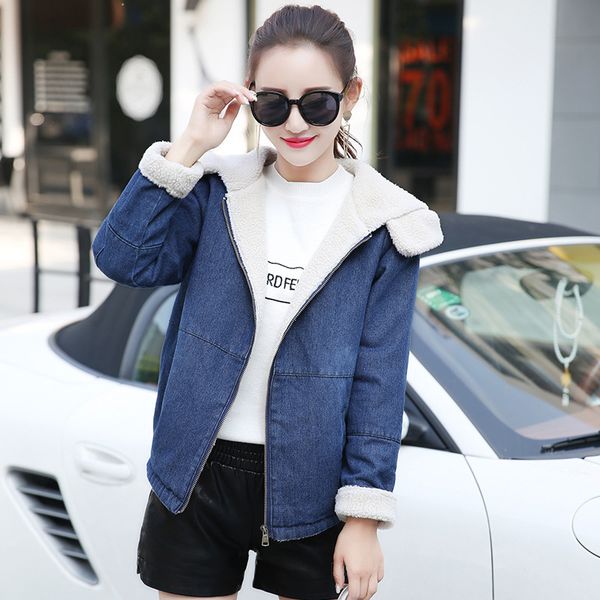2019 winter women's dress large size high school girl's lambs wool jeans coat brushed and thick cotton coat cotton-padded clothe, Blue;black
2019 winter women's dress large size high school girl's lambs wool jeans coat brushed and thick cotton coat cotton-padded clothe, Blue;black
