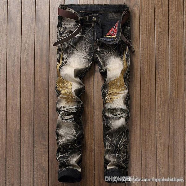 stylish teenager straight wing embroidery jeans mens designer ripped jeans straight fashion slim fit male pants, Blue
stylish teenager straight wing embroidery jeans mens designer ripped jeans straight fashion slim fit male pants, Blue