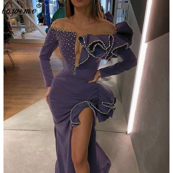 party dresses purple mermaid formal evening 2021 long fashion couture muslim prom dress with side split beading simple vestidos, White;black
party dresses purple mermaid formal evening 2021 long fashion couture muslim prom dress with side split beading simple vestidos, White;black