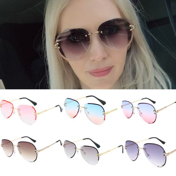 rimless pilot sunglasses women ladies sunglasses shades fashion blue women 2020 uv400 ladies goggles, White;black