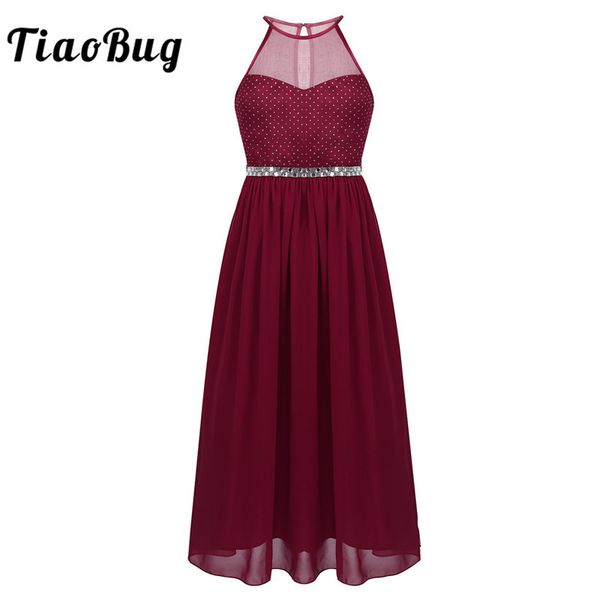 tiaobug kids children chiffon halter glittery rhinestone waist princess pageant birthday party girls modern dance ballroom dress, Black;red
tiaobug kids children chiffon halter glittery rhinestone waist princess pageant birthday party girls modern dance ballroom dress, Black;red