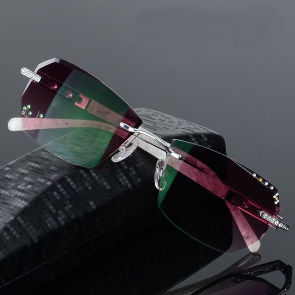 rimless summer style fashionable trimming women's complete prescription sunglasses with rhinestones on lenses gold frame ch01, Blue
rimless summer style fashionable trimming women's complete prescription sunglasses with rhinestones on lenses gold frame ch01, Blue