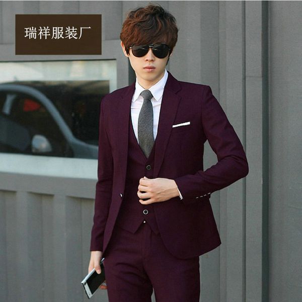 new 2020 men suit deep burgundy wine han edition cultivate morality men's fashion small business suit the groom dress, White;black
new 2020 men suit deep burgundy wine han edition cultivate morality men's fashion small business suit the groom dress, White;black