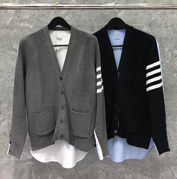 2020 fashion tb brand sweaters men slim fit v-neck cardigans clothing patchwork striped wool thick casual winter coat, White;black
2020 fashion tb brand sweaters men slim fit v-neck cardigans clothing patchwork striped wool thick casual winter coat, White;black