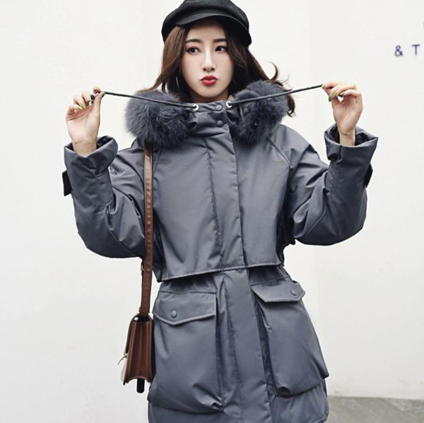women's down & parkas autumn and winter fashion jacket long section lose large fur collar white duck thickening tid, Black
women's down & parkas autumn and winter fashion jacket long section lose large fur collar white duck thickening tid, Black