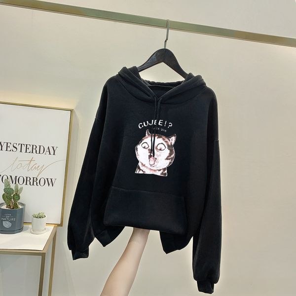 plus velvet two ha hoodie women's cartoon printed pullover hoodie fall and winter clothes student coat fashion, Black
plus velvet two ha hoodie women's cartoon printed pullover hoodie fall and winter clothes student coat fashion, Black